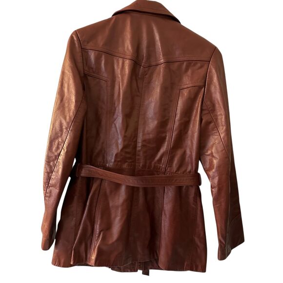 Avant Garde Korea Brown Vintage Button Up Jacket with Belt Leather Size 13/14 - Picture 2 of 7